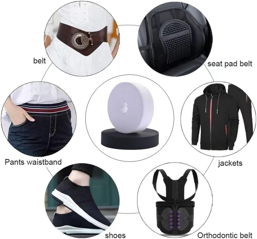 2 Pack Knit Elastic Spool, YIFARUBE 1 Inch 10 Yards Elastic Band Heavy Stretch High Elasticity for Sewing Craft Craft DIY Projects (Black & White) image number 4