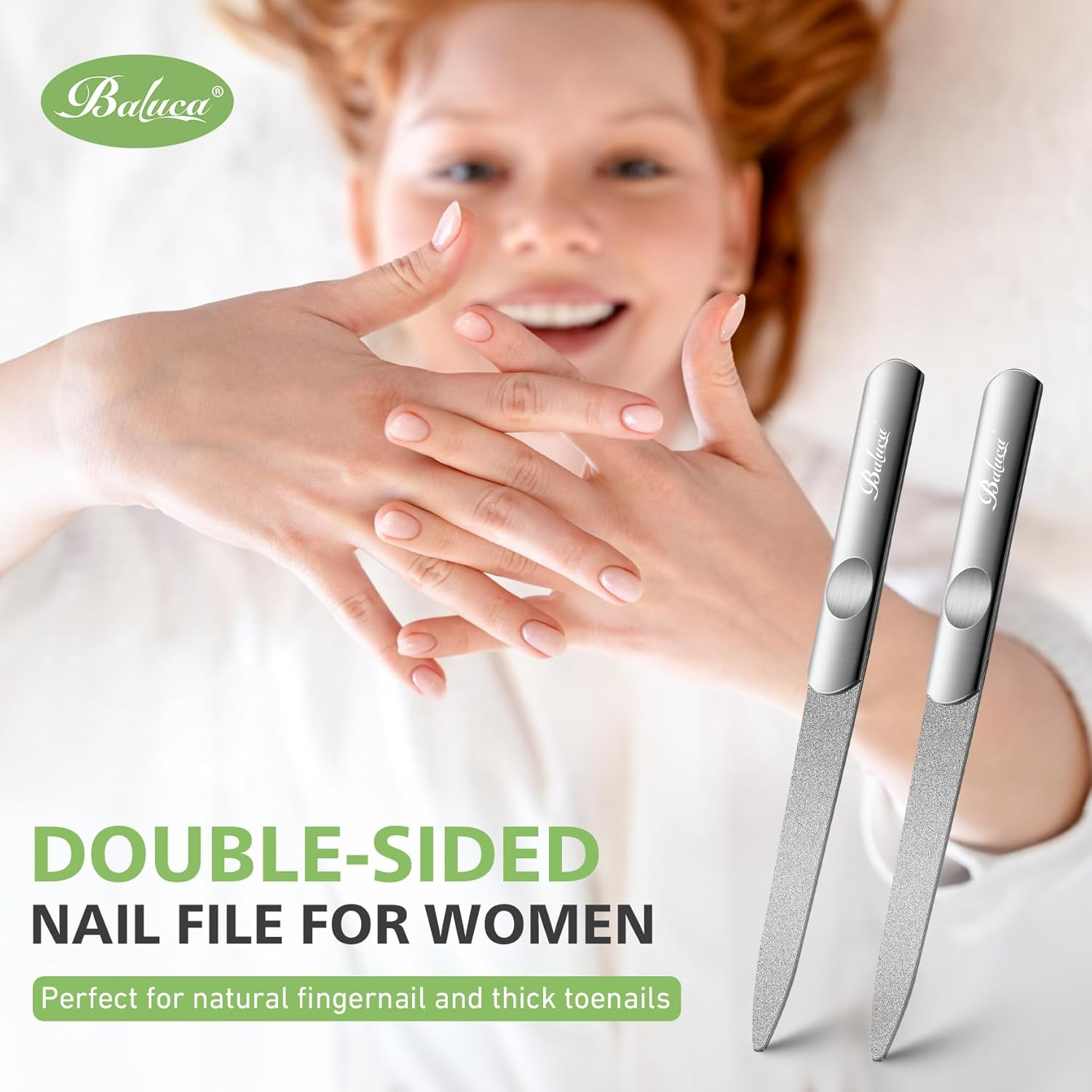 BALUCA Stainless Steel Diamond Nail File for Natural Acrylic Nails, Double Sided Metal Fingernail Toenail File for Women, Durable and Efficient Nail Care Tool image number 6
