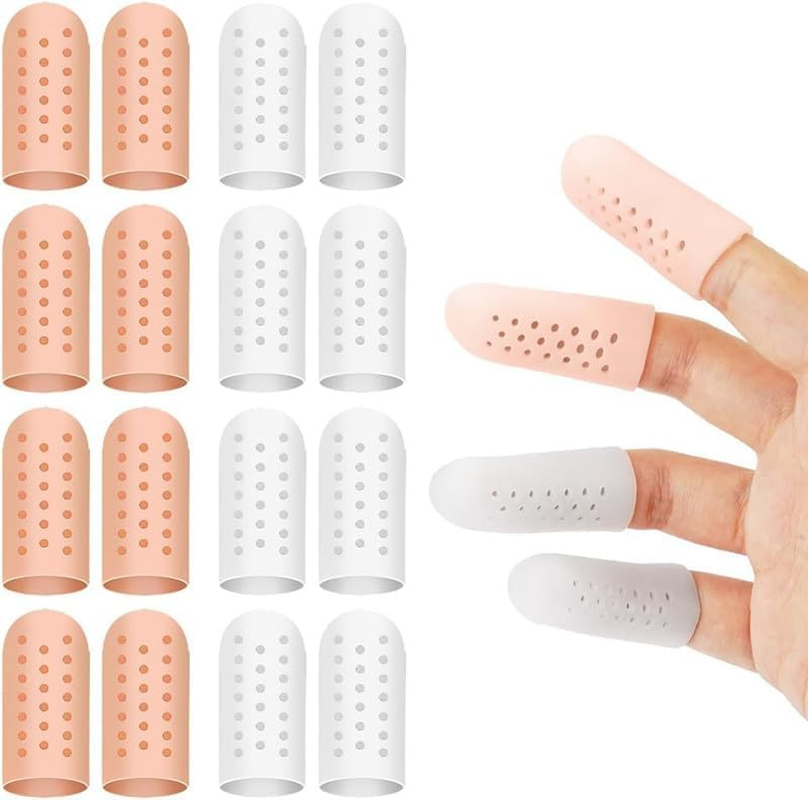 Gel Finger Protectors, 16Pcs Silicone Gel Covers with Air Holes, Breathable Arthritis Protection, Gardening Work, Sports Protection image number 1