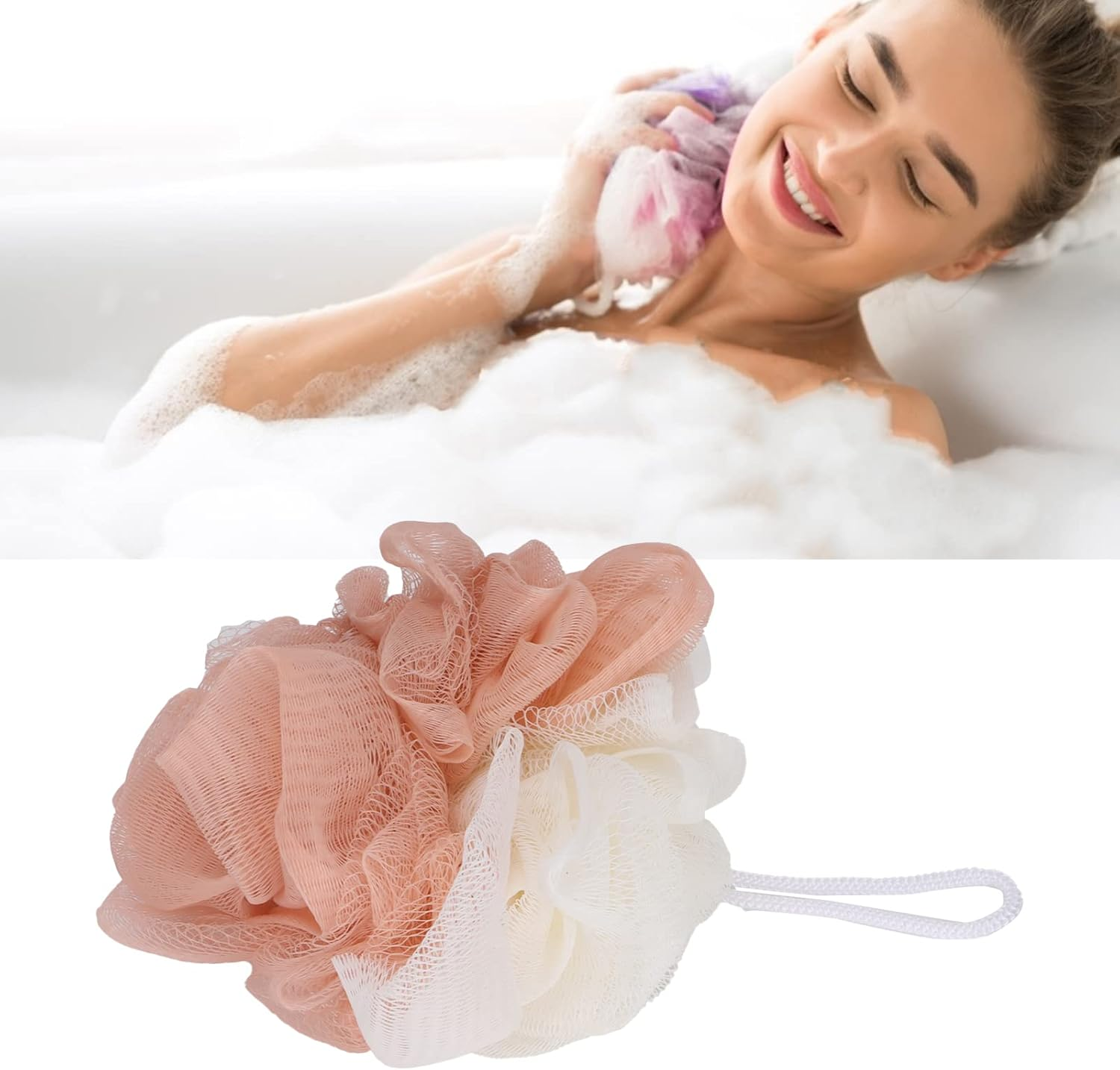 Bath Loofah, Bath Ball Mesh Bath Ball Loofah Sponge Shower Sponge Bath Scrubber for Girl for Bathroom image number 4