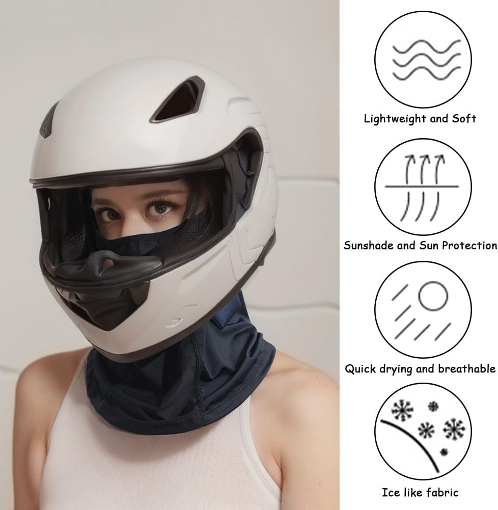 Balaclava Face Mask, Summer Cooling Neck Gaiter with Glasses Holes,Sun Protection Breathable Sports Face Balaclava Ski Motorcycle Cycling Face Mask UV Protection for Men Women Sun Hood (Large) image number 4