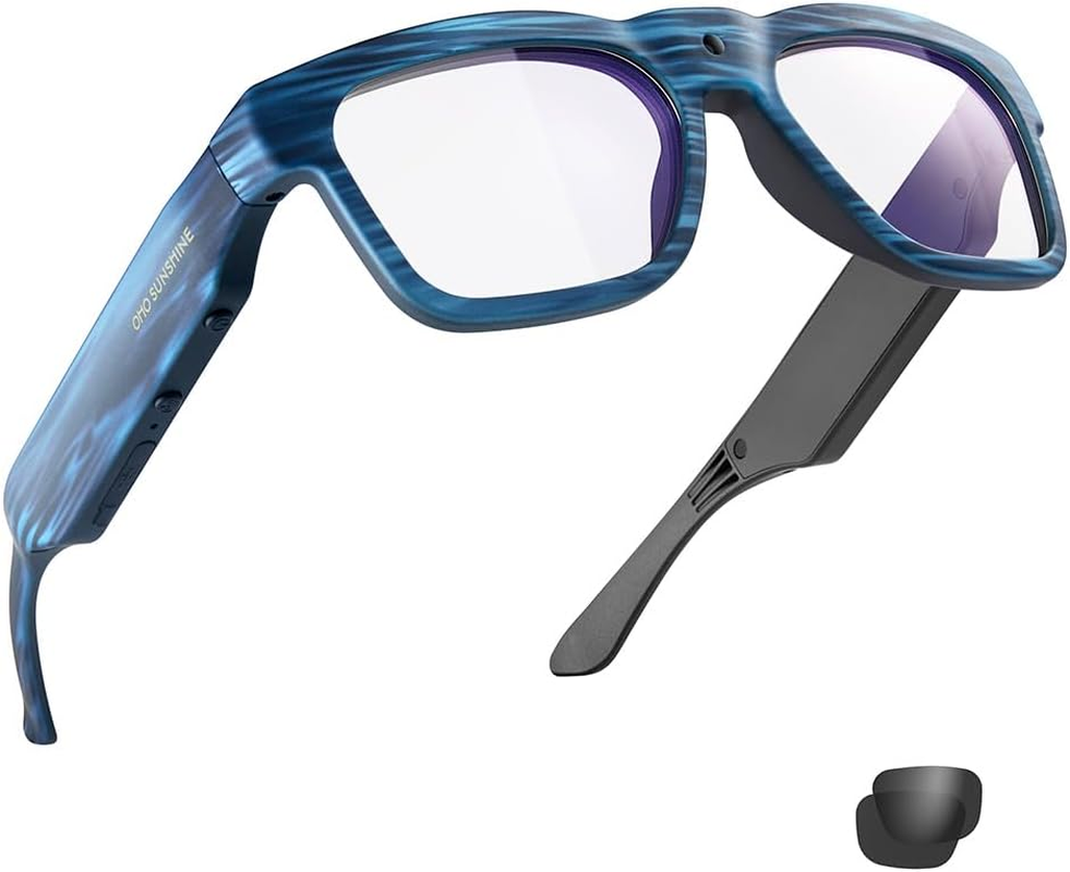 Oho Smart Glasses, Camera & Bluetooth Sunglasses with Open Ear Speaker Athletic/Outdoor Sports,Polarized UV Protection,Unisex