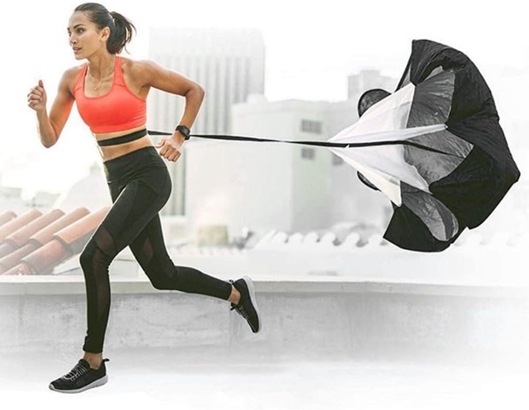 Running Speed Training Soccer Training Resistance Parachute Strength Speed Training Kids Teens and Adults 1.45X1.45M Easy to Use White&Black image number 3