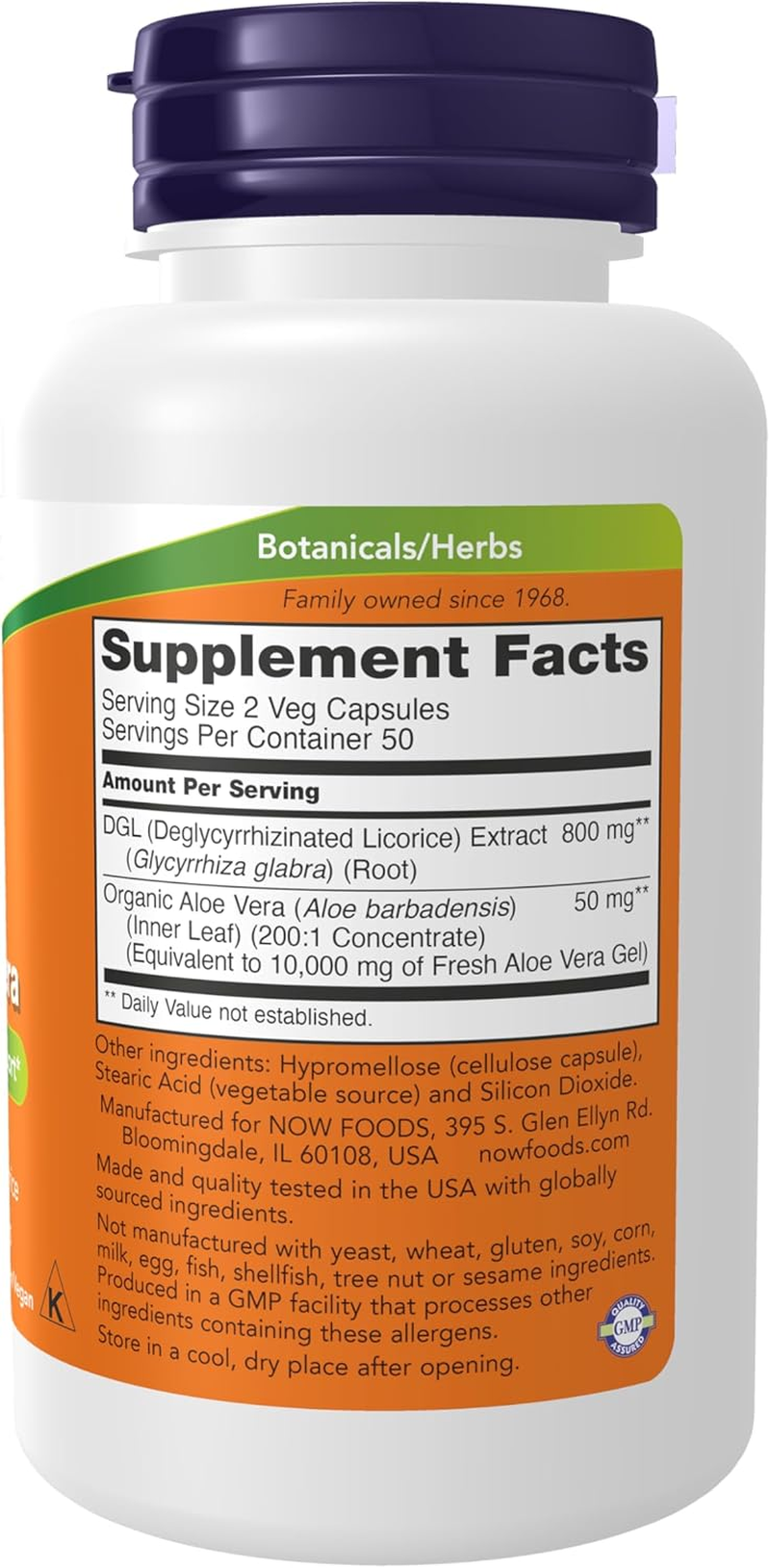 NOW Supplements, DGL with Aloe Vera (Deglycyrrhizinated Licorice), 100 Veg Capsules image number 5