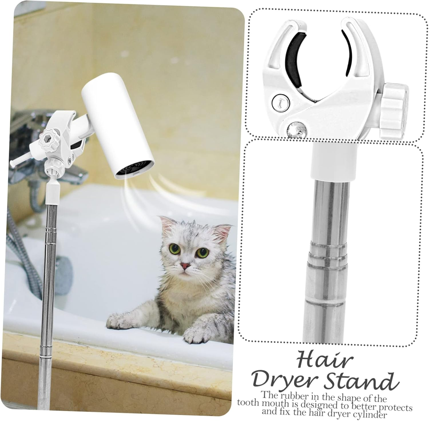 FOYTOKI Hair Dryer Rack Blower Floor Stand Hands Hair Dryer Holder Sturdy Stand for Smooth Surface image number 2