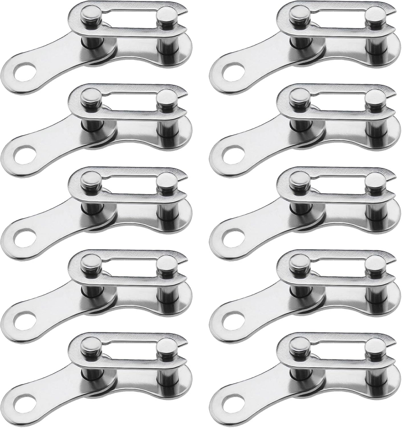 Emagtech 10 Pairs Single Speed Removable Quick Split Chain Link Bicycle Chain Connector Missing Link Jointing Link for Single Speed Chain Carbon Steel image number 2