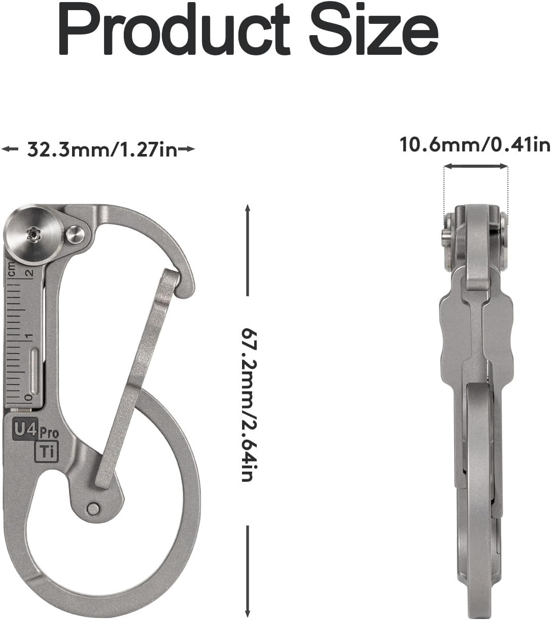 Rovyvon U4 Pro+ Titanium Carabiner Multitool, Small Keychain Carabiner with Hidden Folding Knife and Dual-Bit Screwdriver Set, Multifunctional EDC Gadget for Men, Outdoor Survival, Camping, Daily Use image number 1