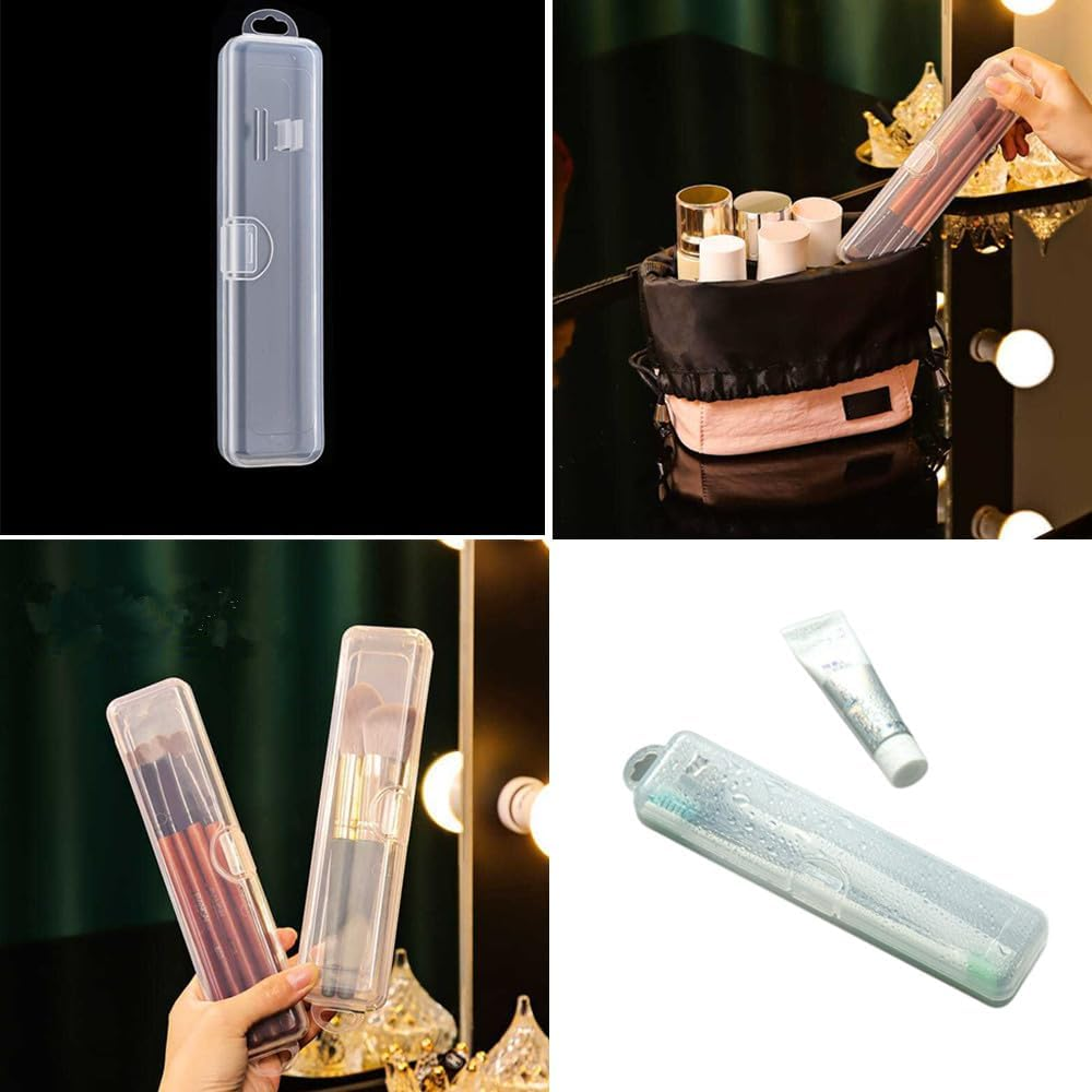 Cuicanfla 4 Pcs Portable Travel Toothbrush Case,Portable Clear Toothbrush and Toothpaste Storage Container Hard Plastic Transparent Toothbrush Carrying Box for for Home,Travela,Business,Camping,School image number 4