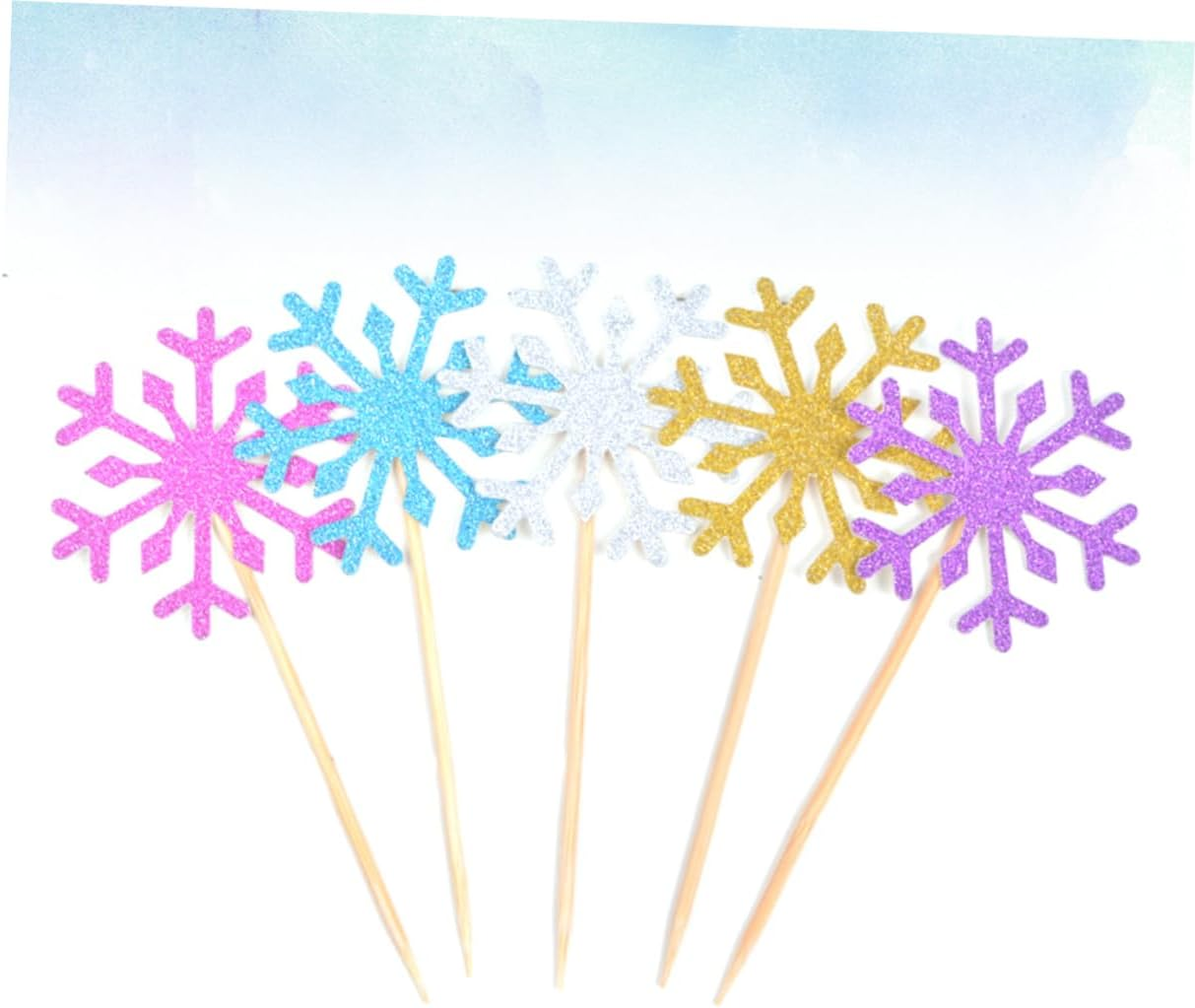 SHOWERORO 100Pcs Christmas Cake Picks Snowflake Ornaments for Dessert Topper Creative Blue Party Cupcake Decor for Christmas Wrapping Decorations image number 4
