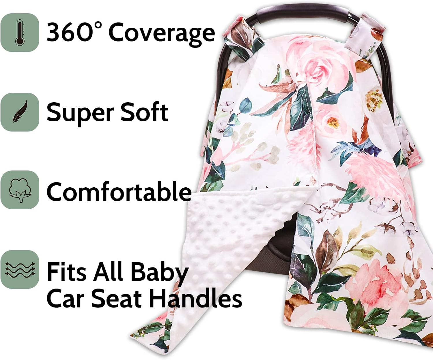 Car Seat Covers for Babies, Peekaboo Opening Infant Car Seat Canopy for Baby Boys Girls, 2 in 1 Mom Nursing Breastfeeding Covers, Minky Warm Carseat Canopy for Newborn, Pink Flower - Dinosaur image number 6