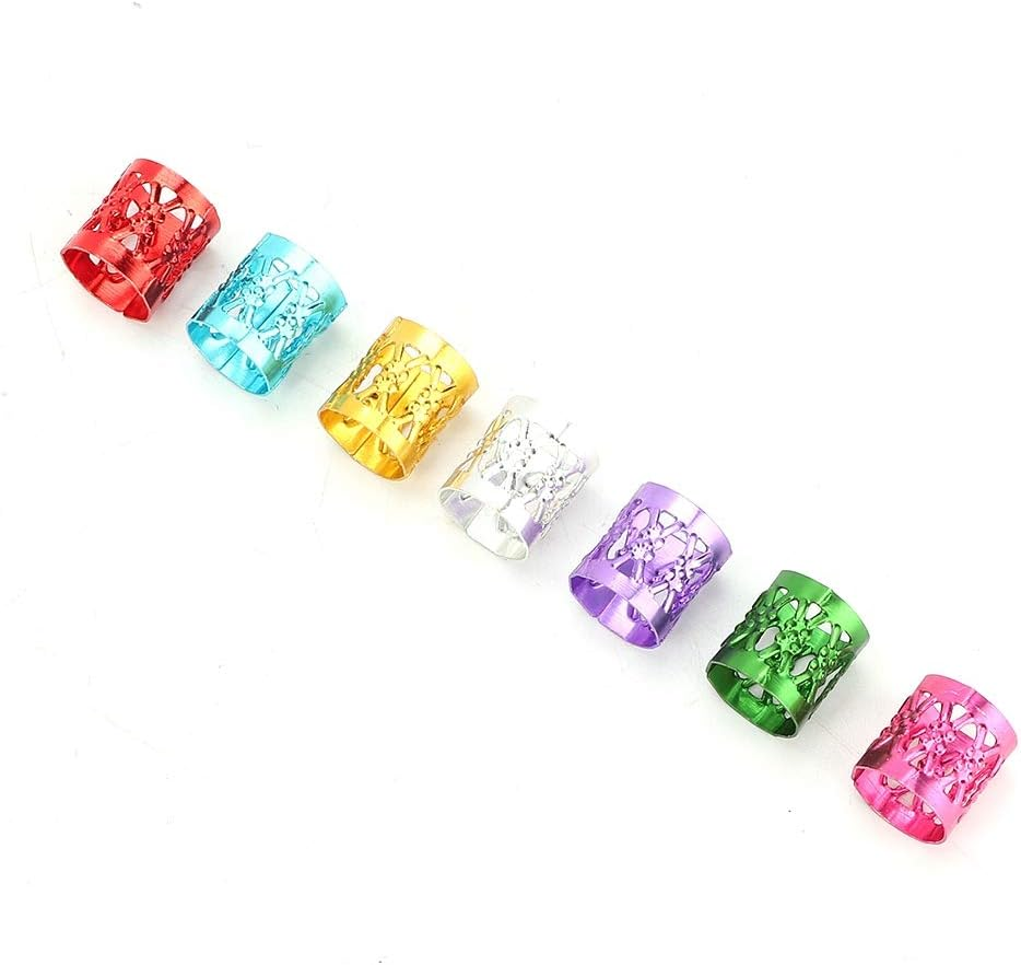 WAONIQ Pack of 100 Dreadlocks Hair Braid Beads, Hair Accessories Cuffs, Adjustable Dreadlock Hair Accessories for Women, Braids (Colourful)