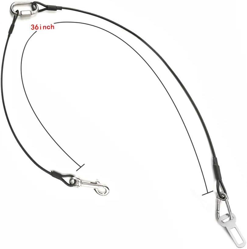 Yucool Dog Seat Belt for Cars UK,2 Pack Dog Car Seat Belt,Dog Car Seat Belt Chew Proof Steel Rope Cable, Vehicle Harnesses with Double Clips and Latch Attachment image number 3