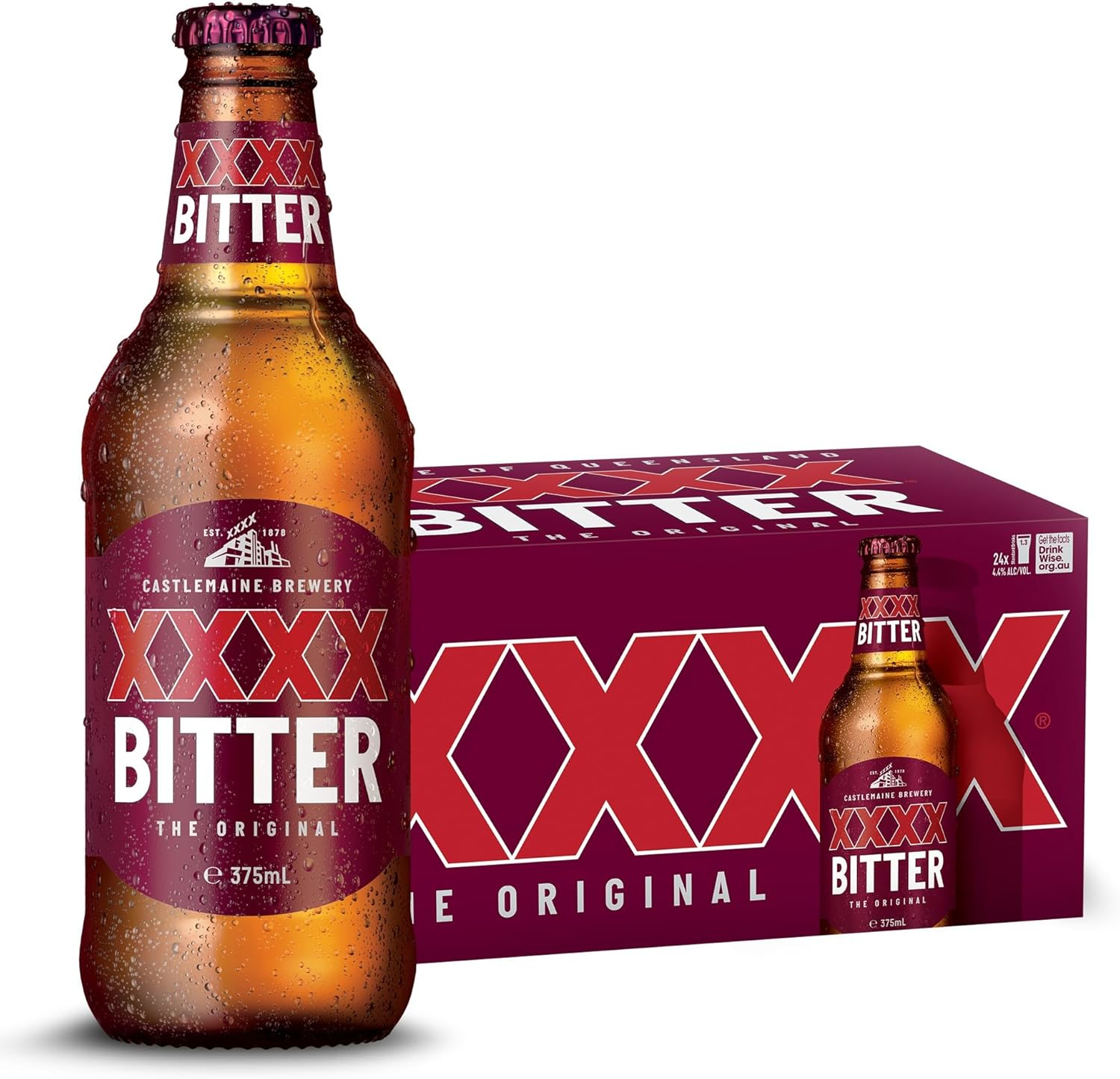 XXXX Bitter Full Strength Australian Lager Beer 4.9% ABV 24 Pack X 375 Ml Bottle Case