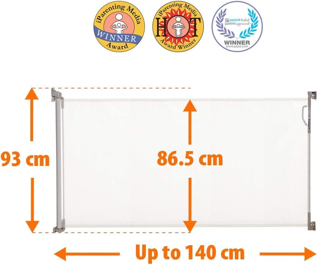 Dreambaby Retractable Gate, 140 Cm Width X 81.5 Cm Height, White - Black image number 4