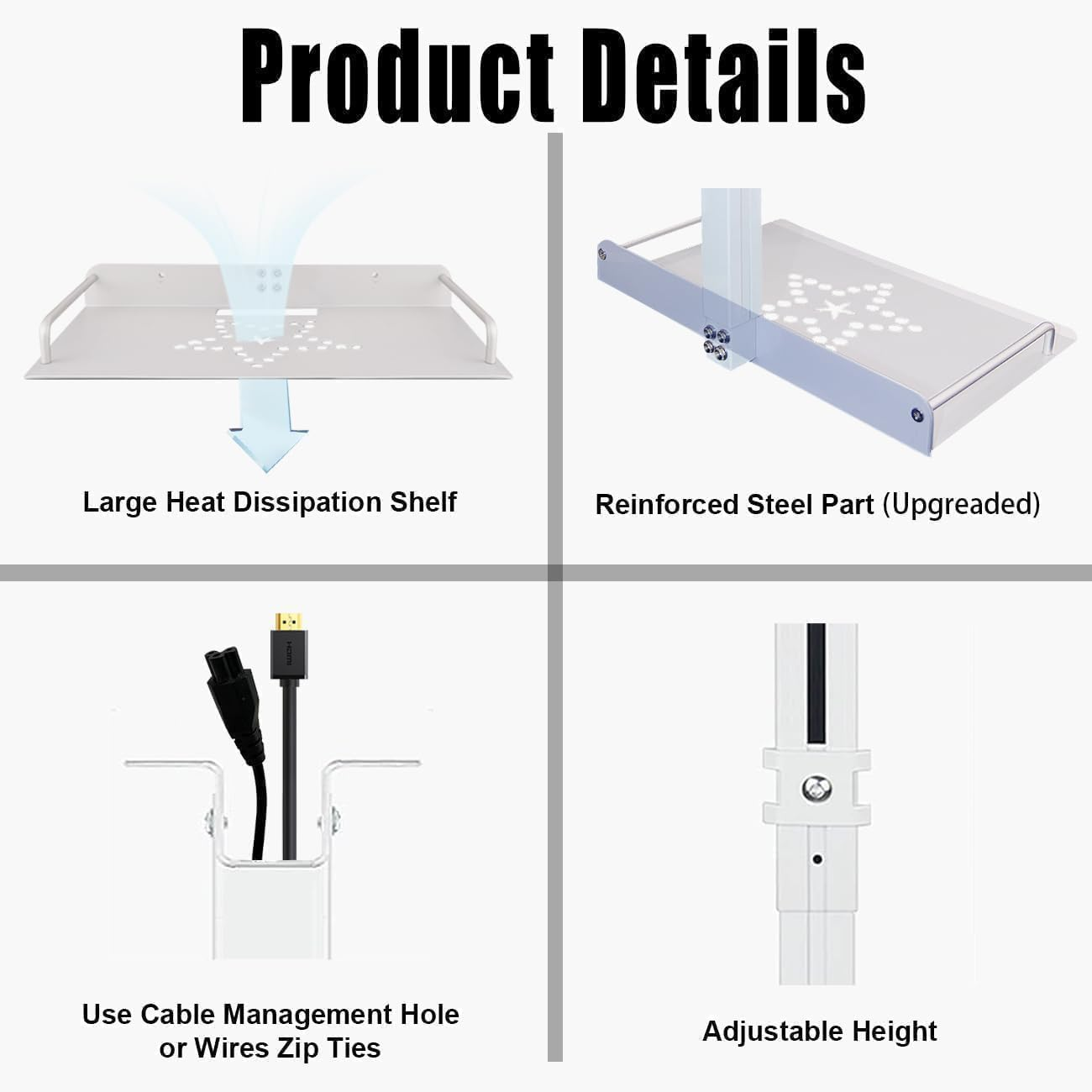 2-Be-Best Universal Projector Ceiling Mount with Tray, 11.8IN-20.5IN / 30CM-52CM Height Adjustable Projector Shelf Mount Extendable Ceiling Projectors Mounts Upgraded White image number 3