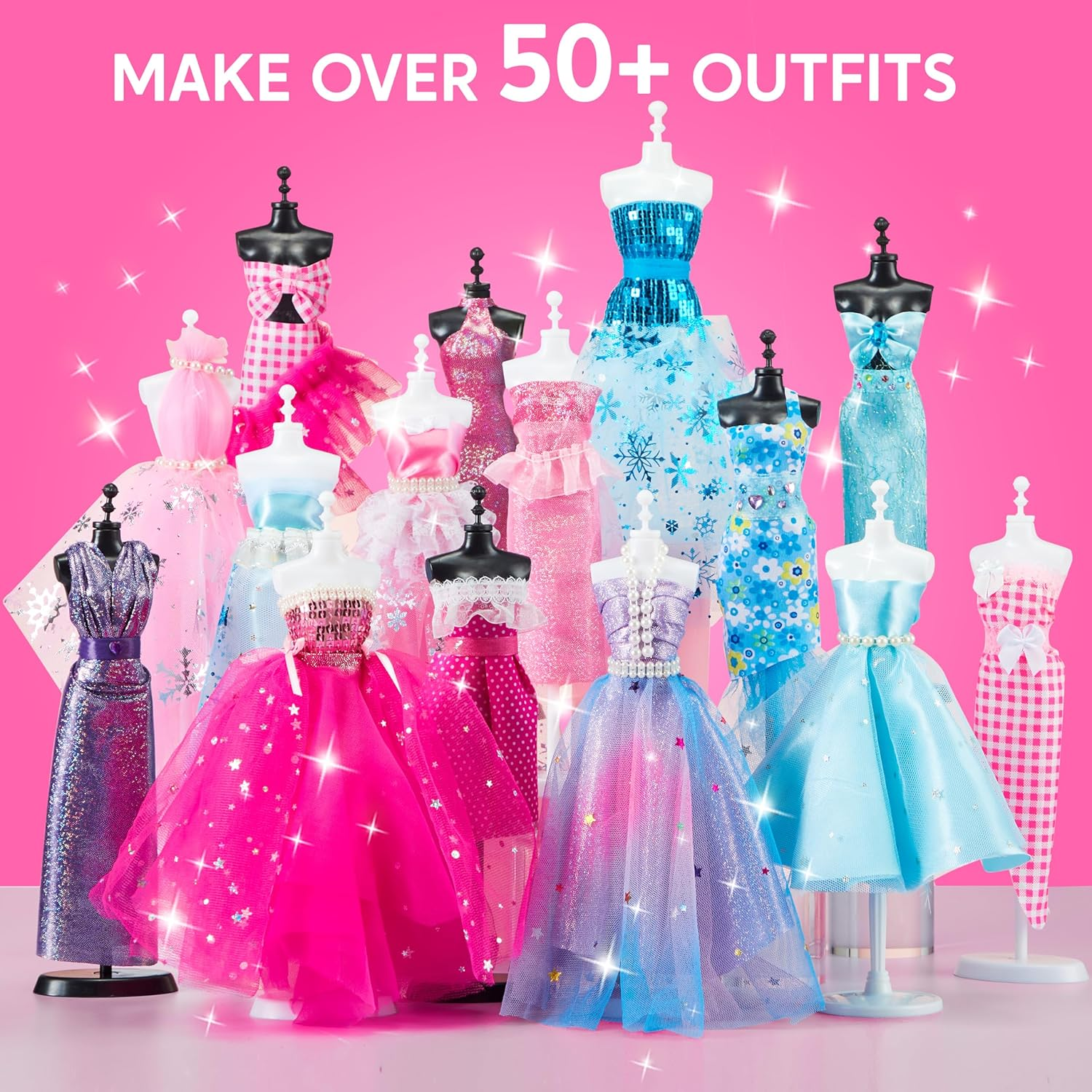 Klever Kits 400+PCS Fashion Design Crafts for Kids, Art and Crafts, DIY Sewing Kits with 3 Mannequins for Girls Aged 8-12, Birthday Presents, Toys for Kids image number 2
