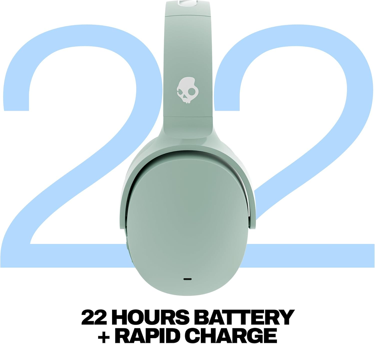 Skullcandy Hesh ANC Over-Ear Noise Cancelling Wireless Headphones with Charging Cable, 22 Hr Battery, Microphone, Works with Iphone Android and Bluetooth Devices - Preppy Sage image number 5
