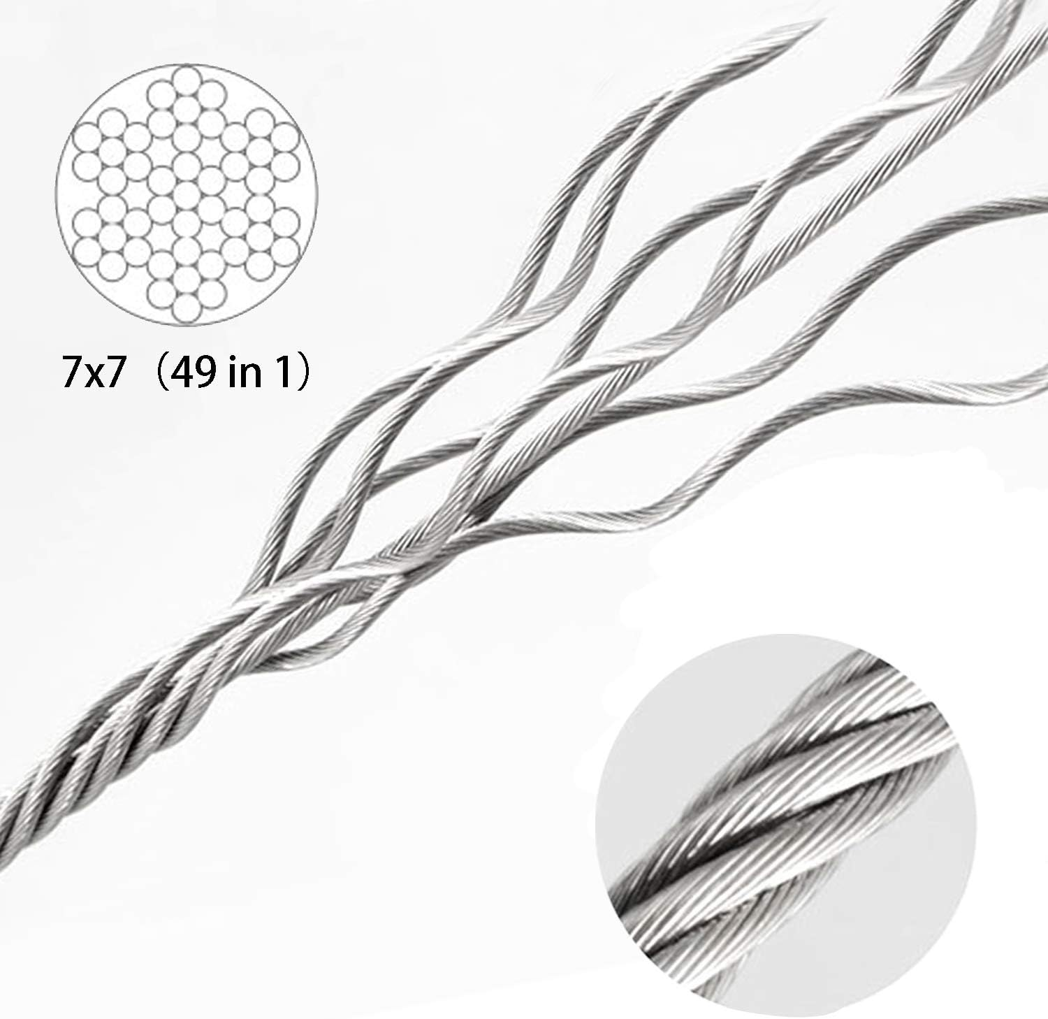 Picture Hanging Rope Wire 2 Packs Stainless Steel Wire with Loop and Hook 1.5 Mmx2 M Heavy Duty Frame Hanger Rope for Light Lamp Hardware, Supports up to 20 KG image number 2