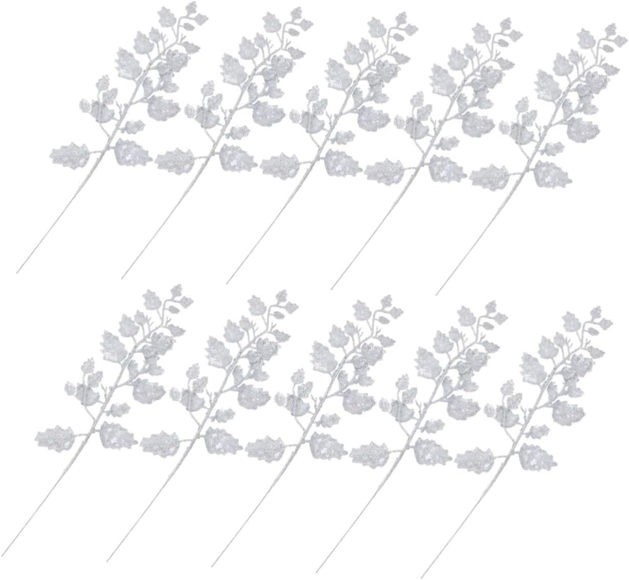 Christmas Glitter Leaves Faux Leaf Ornaments 10Pcs Holiday Decoration Home Party