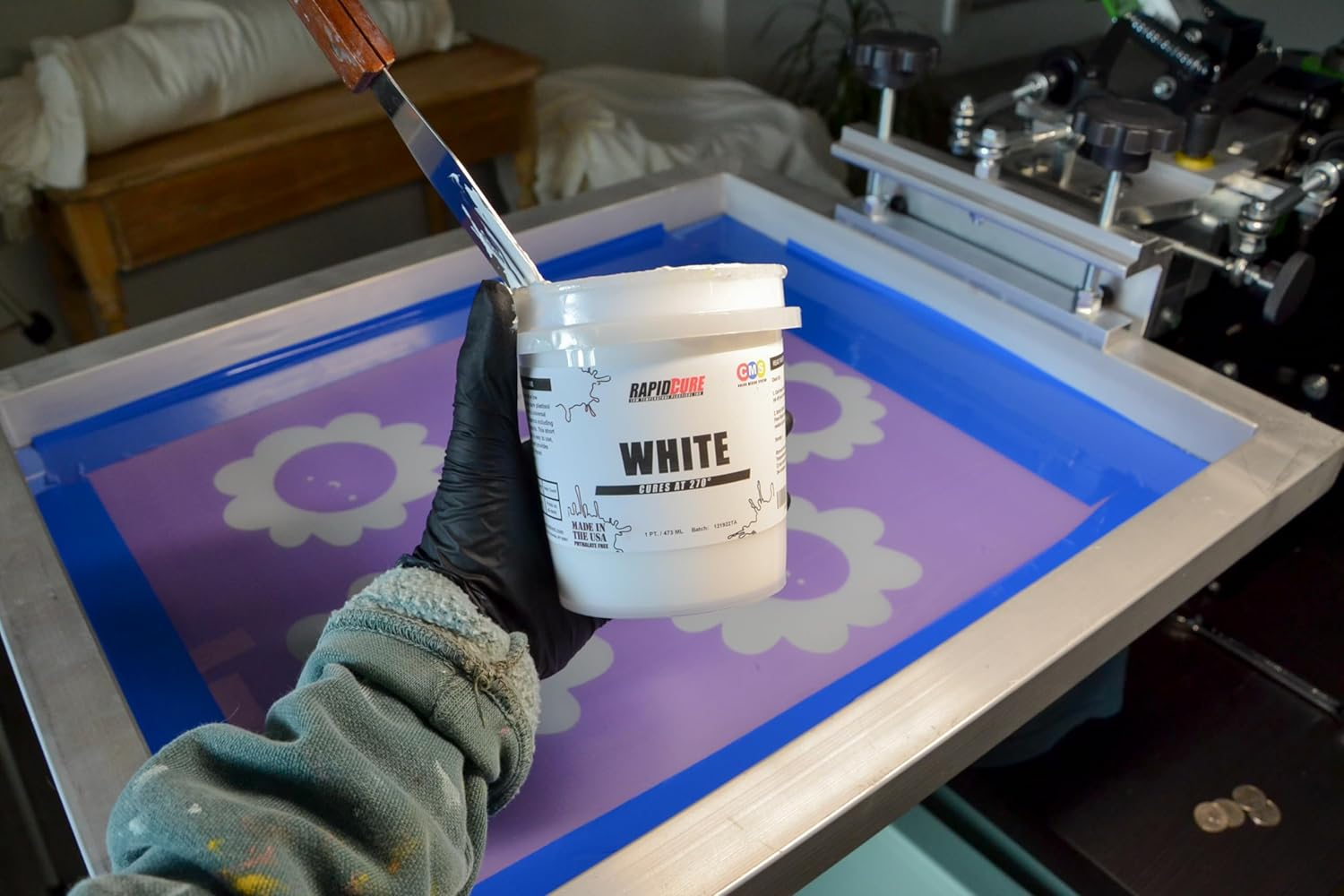 Rapid Cure&reg; Screen Printing Ink White (Quart - 32Oz.) - Plastisol Ink for Screen Printing, Fast Curing Fabric Paint - Screen Print Direct&reg;, USA Made