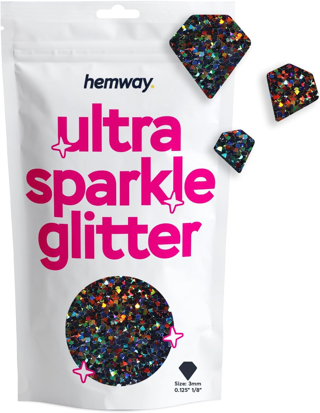 Hemway Ultra Sparkle Glitter - 1/6" 0.165" 4Mm - Micky Mouse Glitter Sequin Confetti, Party Decoration, Nail, Body, Face, Arts, Crafts - Silver Holographic - 50G