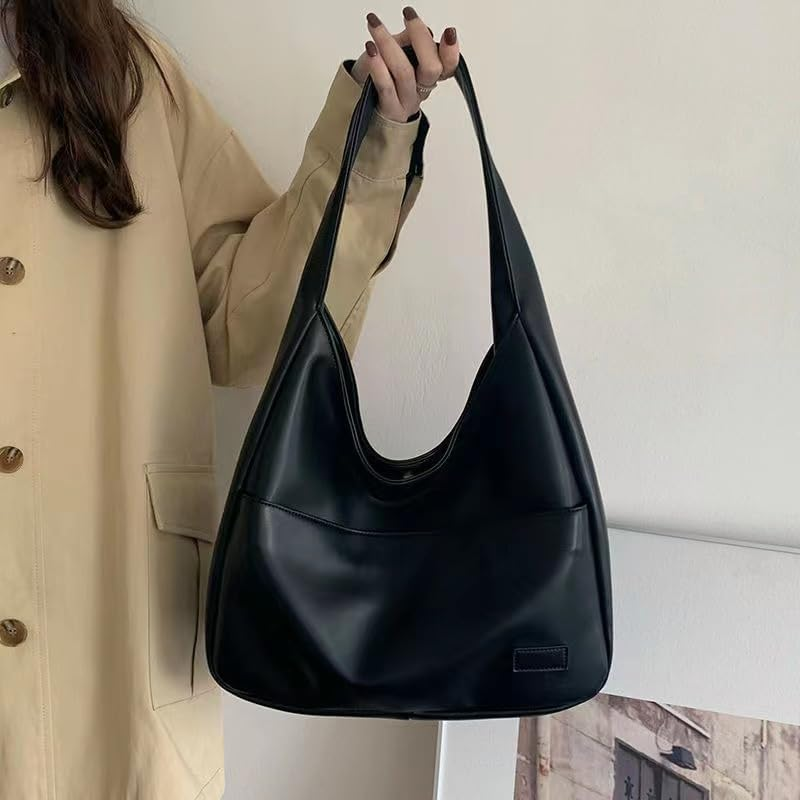 Shoulder Bag Purse Faux Large Brown Black Leather Tote Bag for Women Everyday Bag Hobo Bag Big Capacity Purse Weekender Bag image number 3
