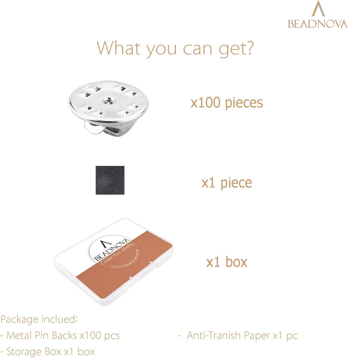 BEADNOVA 100PCS Butterfly Clutch Pin Backs Locking for Enamel Pinbacks Lapel Pin Backings (Silver, 100 Pcs) - 100Pcs image number 5