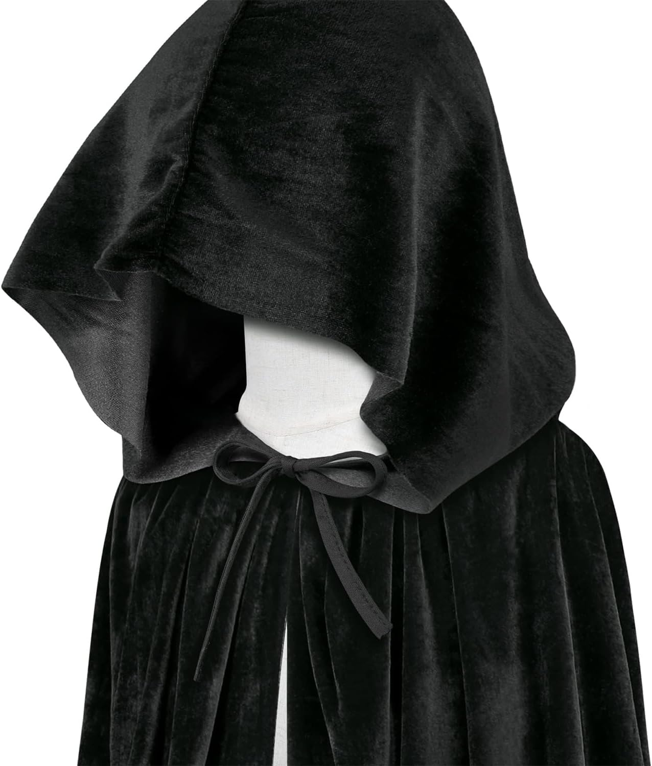 AUTOWT Adults Hooded Cloak Velvet Cape, Long Full Length Cloak, Grim Vampire Witch Wizard Capes, Lightweight Dress up Overcoat Costume for Unisex Carnival Halloween Cosplay Masquerade image number 1
