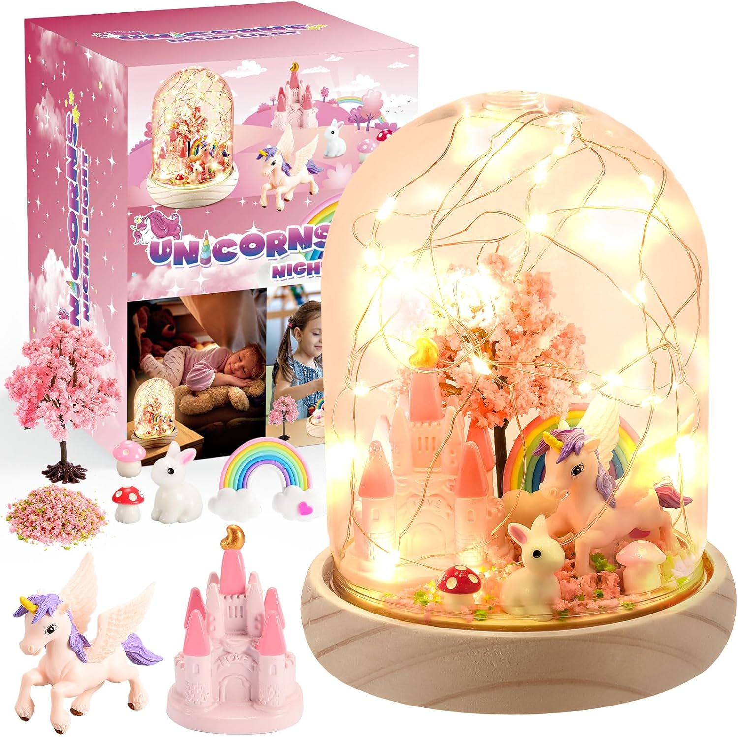 Girls Gifts Age 3-8, Vingtank Unicorn Toys for Girls Kids Night Light Toys for 3 4 5 6 7 8 Year Old Girl Birthday Gift Unicorn Craft Kits for Room Decor Desk or Shelf Christmas Display image number 5