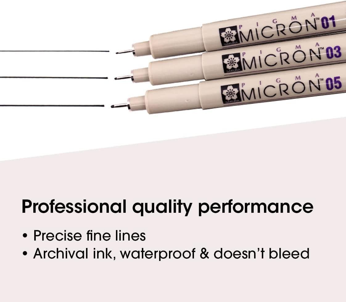 SAKURA Pigma Micron Pens (Set of 3),Black image number 3