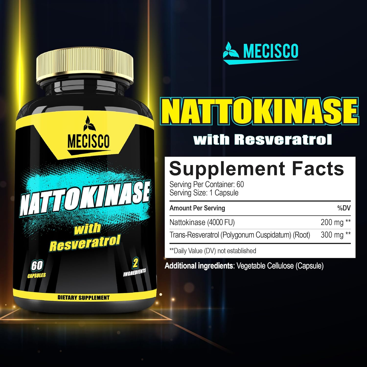 Nattokinase Supplement 4000 FU 200Mg with Trans-Resveratrol - 60 Capsules - Non-Gmo, Gluten Free image number 2
