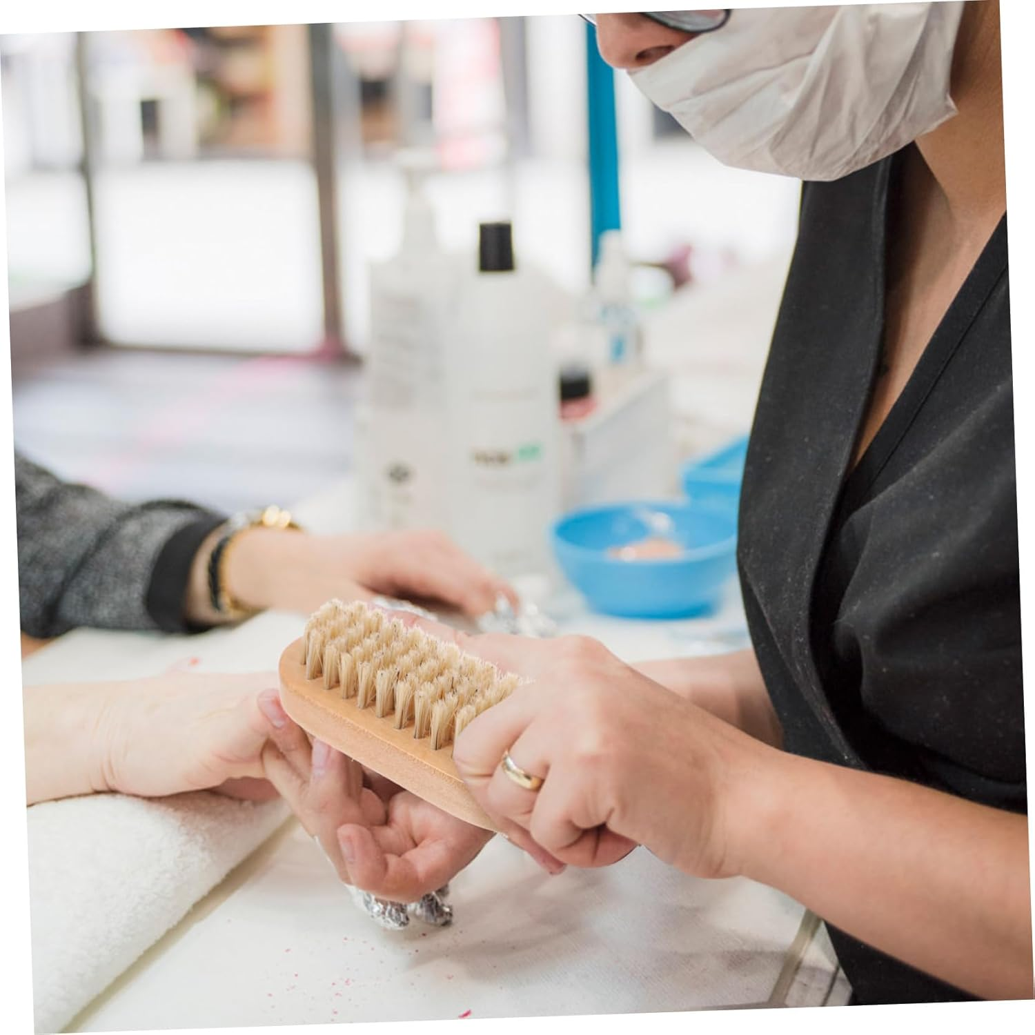 BELLIFFY Boar Bristle Fingernail Brush for Cuticle Cleaning Home Use Nail Brush Cleaning Tool