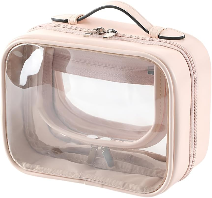 AIMALL Waterproof Travel Cosmetic Bag - Lightweight Transparent Organizer with Dual Compartments, Perfect for Women&rsquo;S Makeup and Toiletries