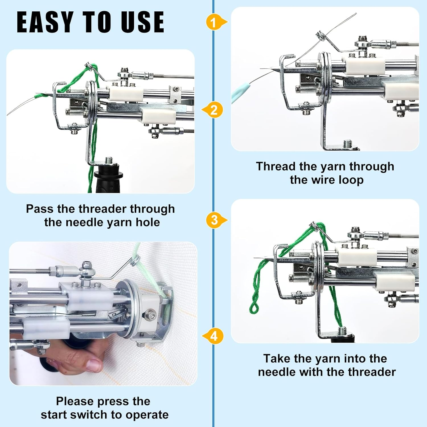 Zowwfast Rug Tufting Gun Kit with Carpet Trimmer Kit, Rug Gun with Digtial Speed Display,Tufting Machine with Tufting Cloth|Yarn |Kitroller|Brush|Scraper |Stamper Yellow image number 3