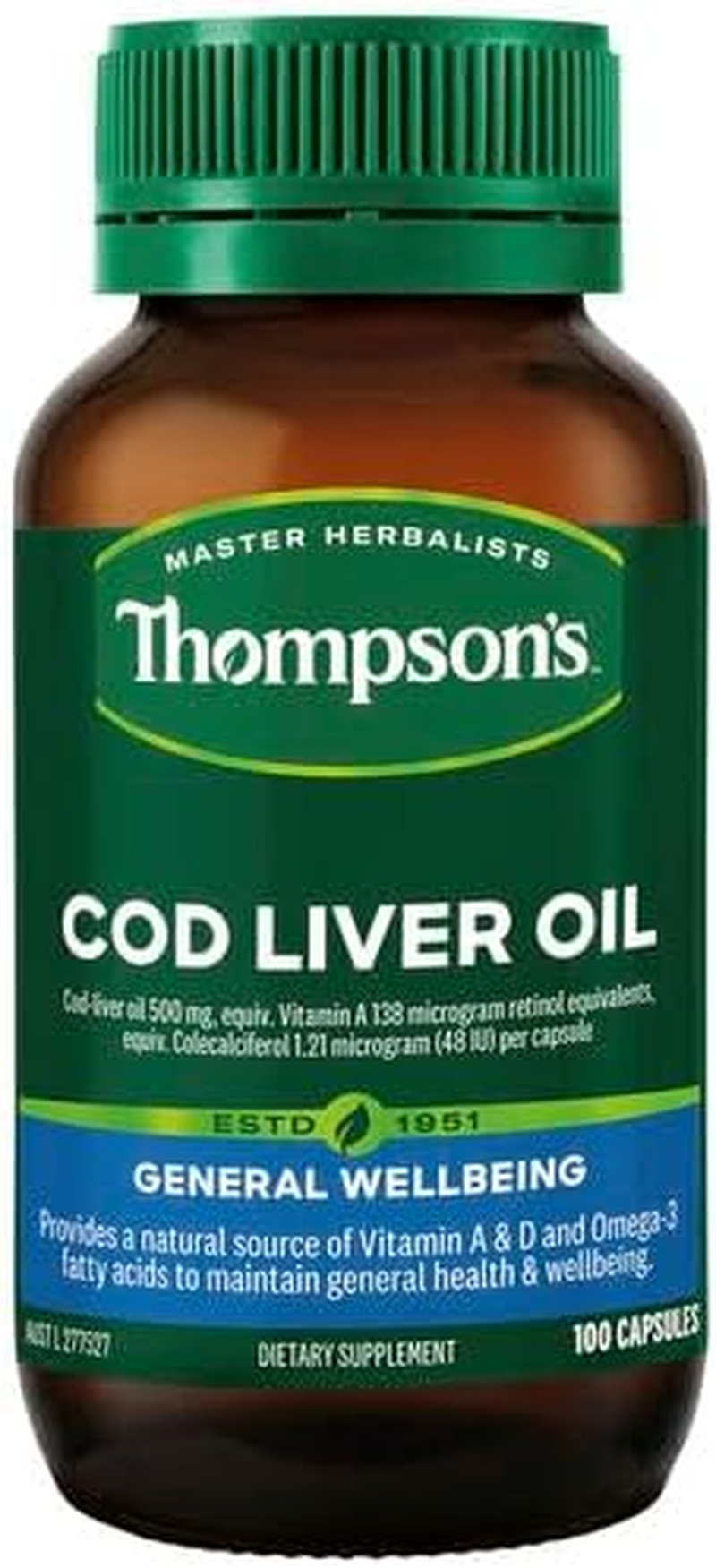 Thompson'S Cod Liver Oil 100 Capsules image number 3