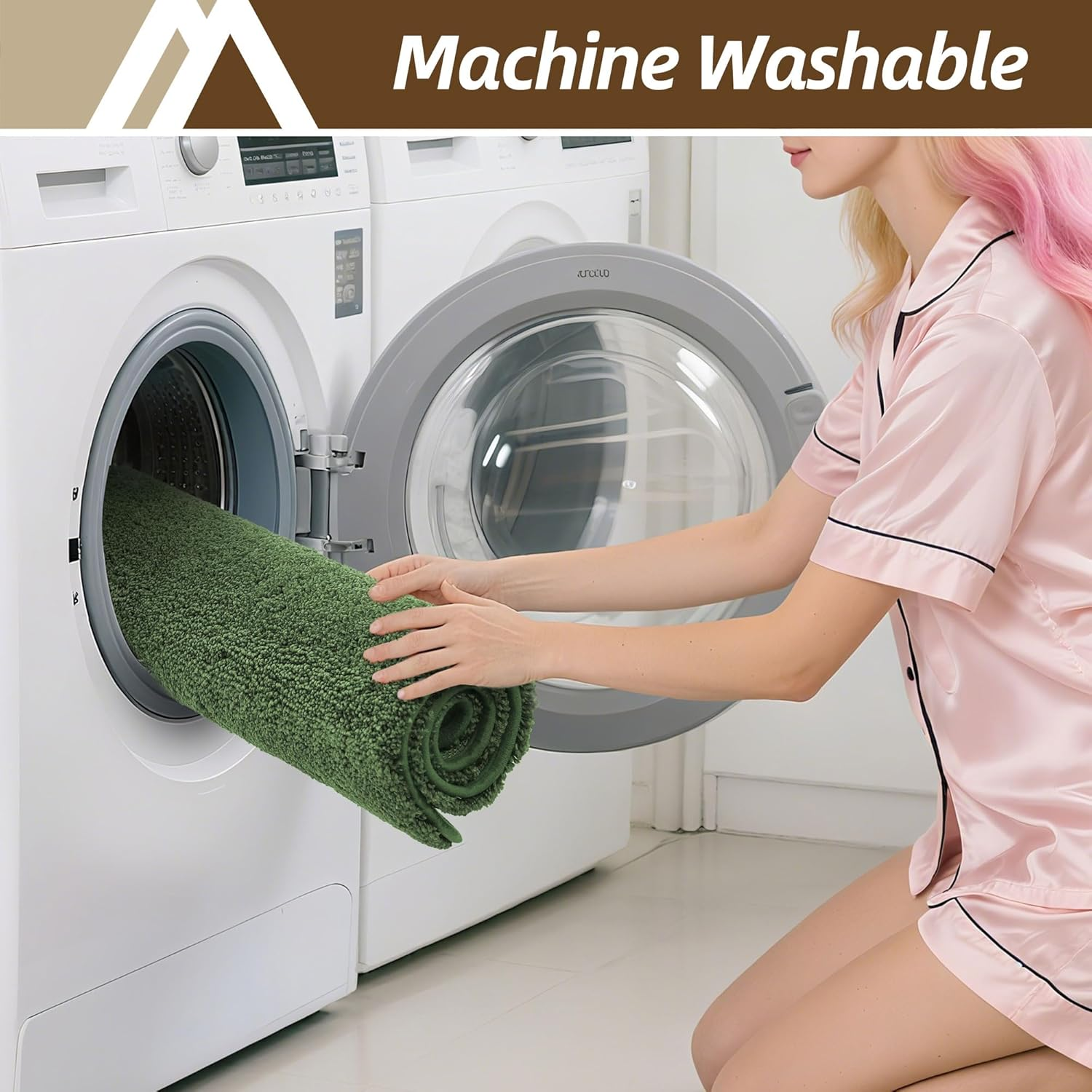 COSY HOMEER Extra Thick Bath Rugs for Bathroom - Anti-Slip Bath Mats Soft Plush Yarn Shaggy 100% Strong Mirco Polyeste Mat Living Room Bedroom Mat Floor Water Absorbent(Green,16X24 - Inches) image number 6