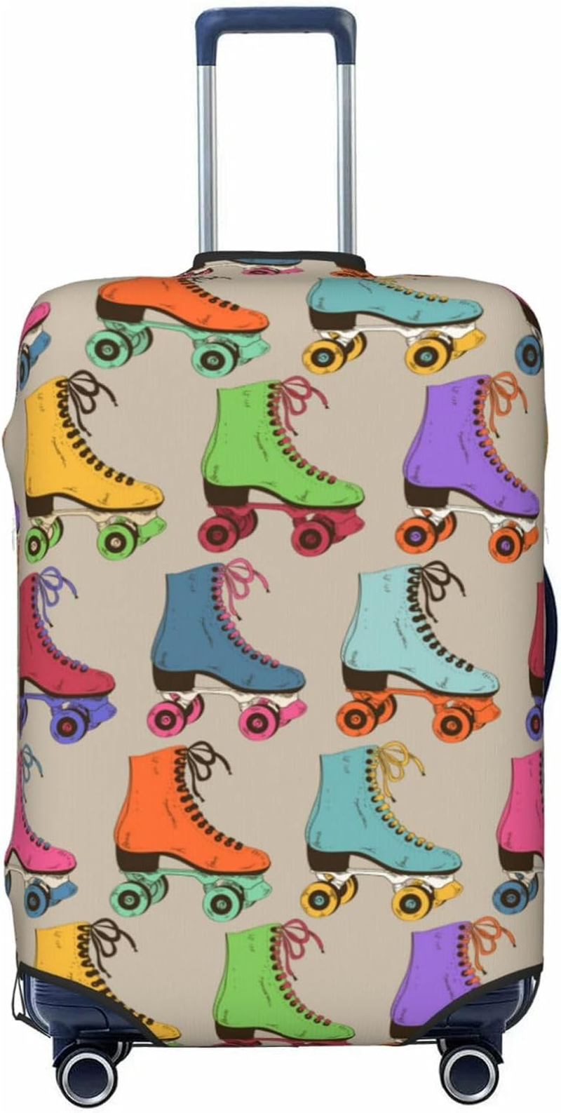 COMAAM Cute Panda and Sloth Elastic Luggage Compartment Protective Cover Luggage Cover Protector Suitable for Luggage of 18-32 Inches, Colorful Roller Skates, Large image number 4