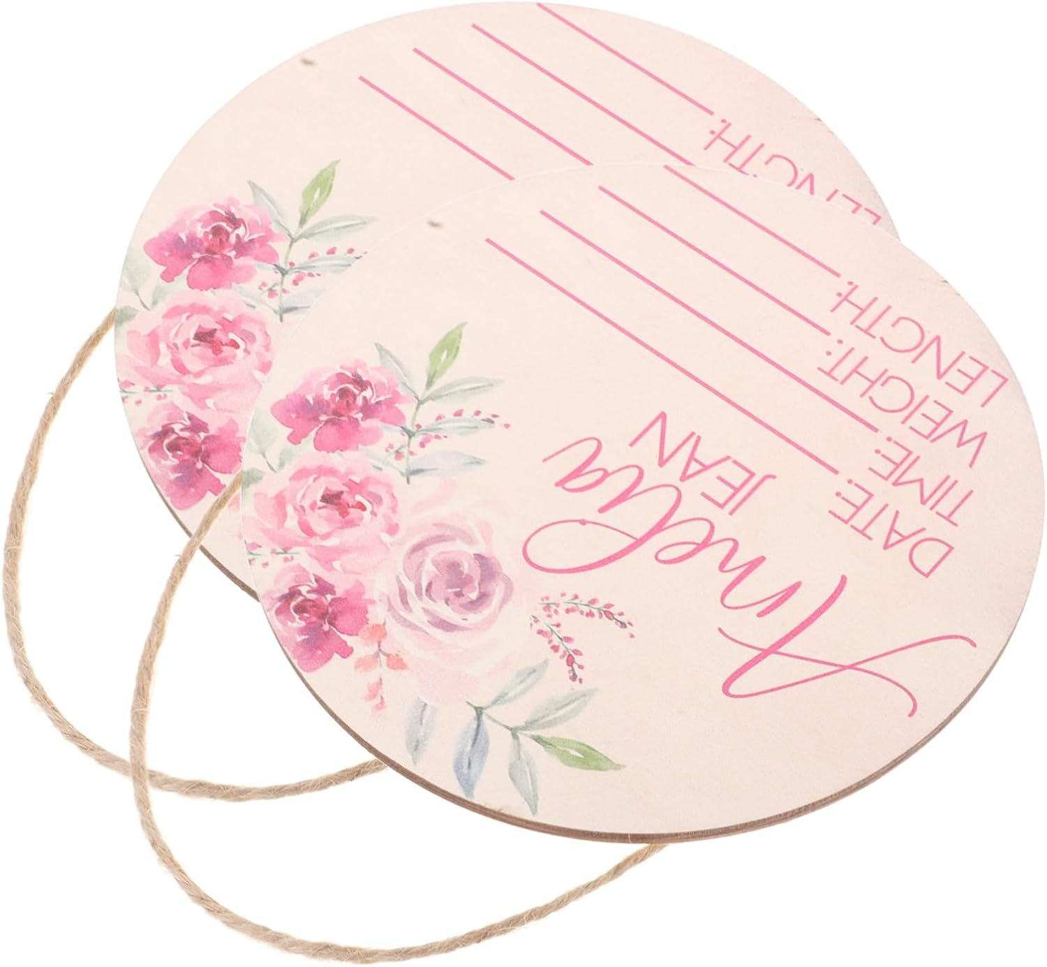 2Pcs Wooden Name Announcement Sign for Newborn Nursery Decor Birth Sign for Hospital