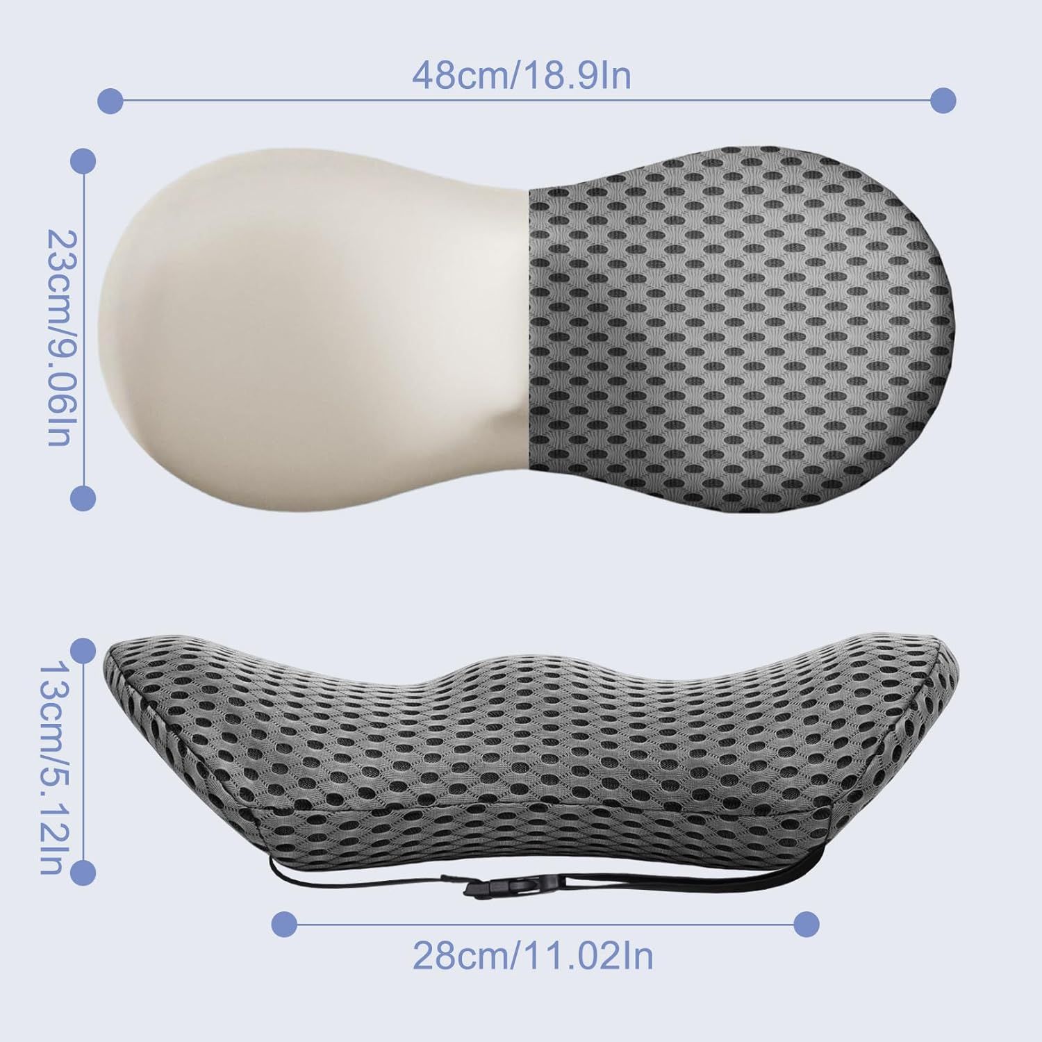 Lumbar Support Pillow Memory Foam Back Support Pillows for Car Seat Office Chair Gaming Chair Back Support Cushion with Skin-Friendly Cover & Adjustable Straps Travel Lumbar Support Pillow image number 5