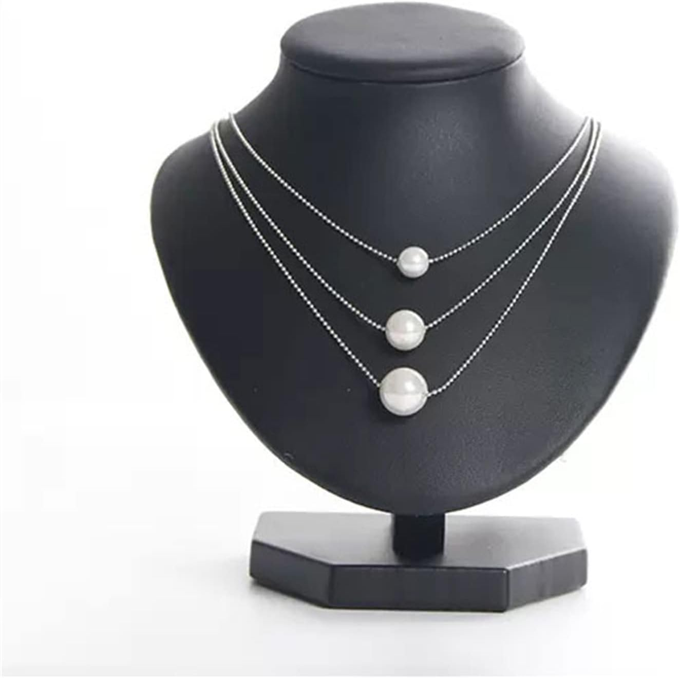 Jewelry Stand PU Faux Leather Necklace Chain Holder Storage Display Show Boutique Stand Mannequin Bust Home Organisation Jewelry Organizer for Women Jewelry Holder Jewelry Display (Color : Black, Si image number 4