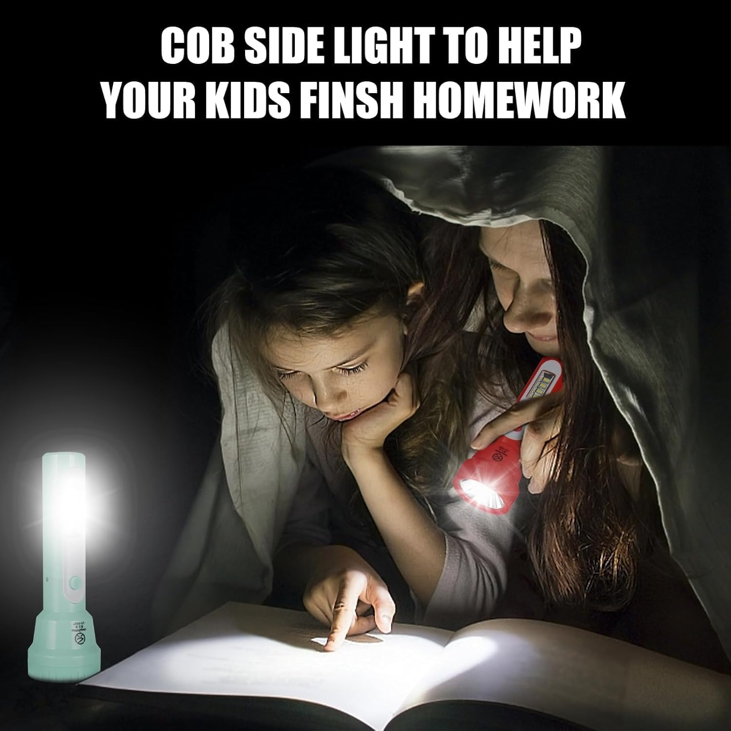 2 Pack Rechargeable Kids Flashlight,Portable Flashlight with COB Led,Lightweight and Bright Flashlights for Kids EDC Flashlight for Toddler School Children'S Kids Camping(Middle)