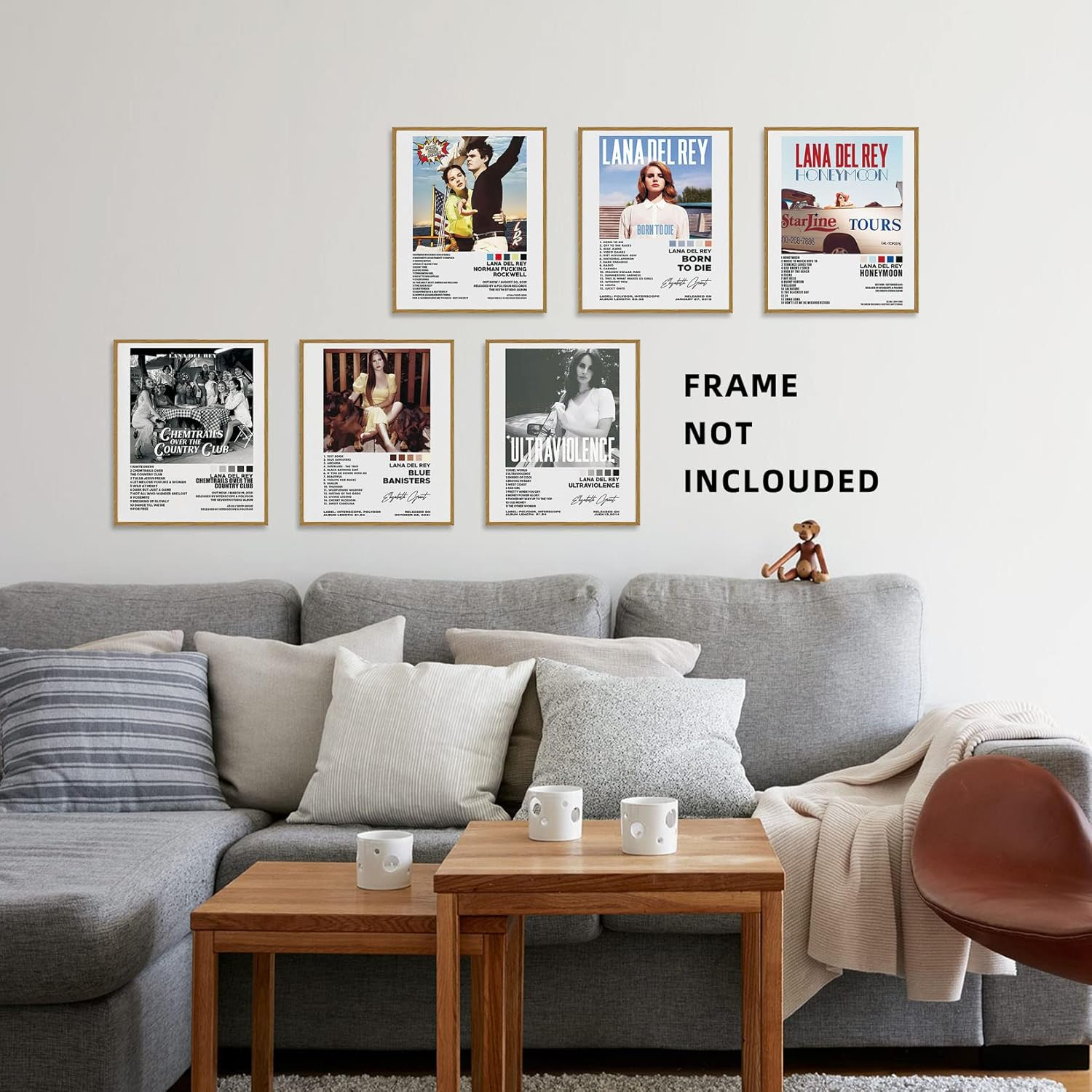 A ART&middot;ZONE Lana Del Rey Posters 8X10 Canvas Prints Unframed Set of 6 Wall Art Room Decor Bjork Poster Records for Aesthetic Album Cover Print D/ Blue image number 5