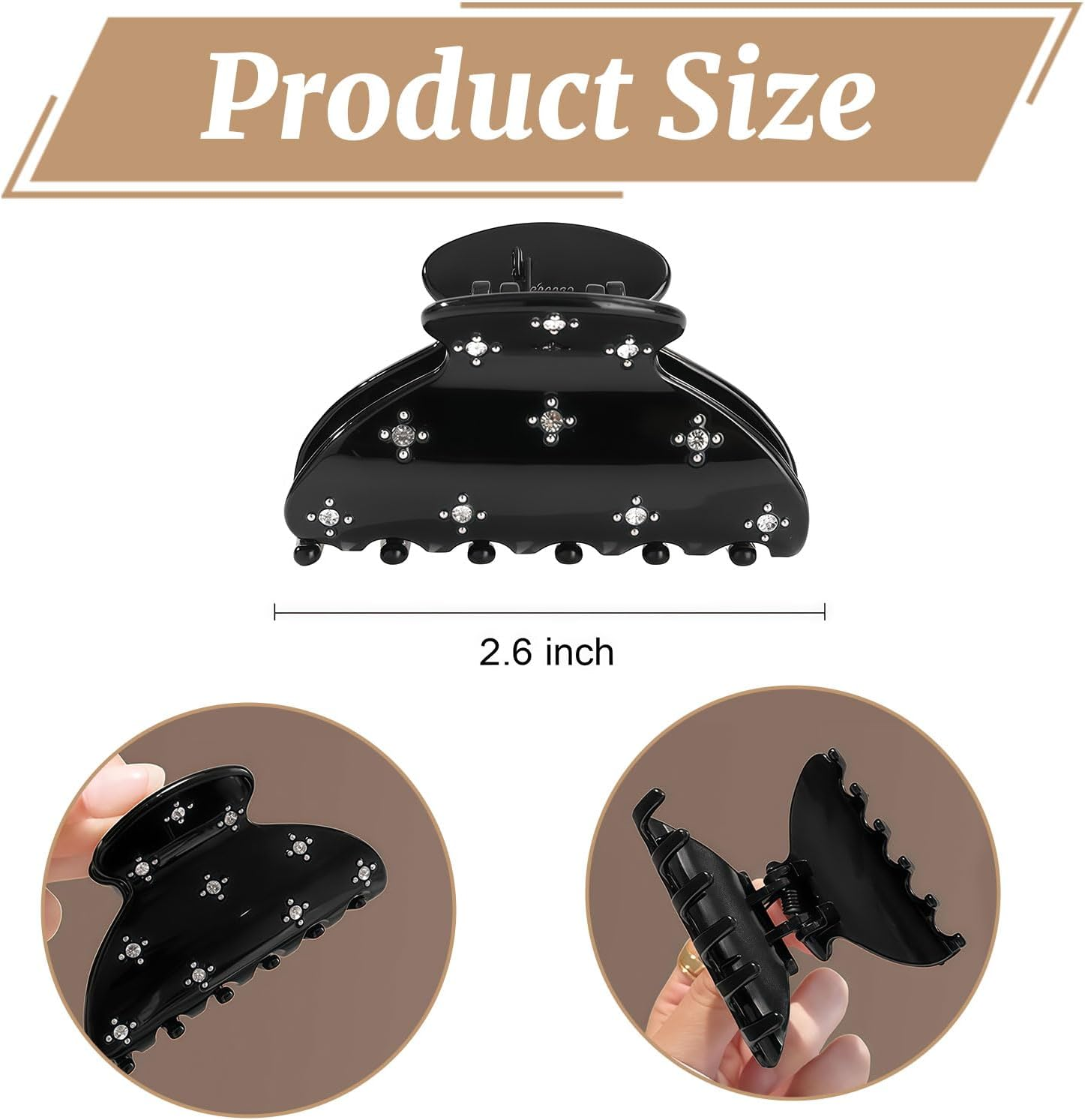 Xanthelle Hair Clips, 3Pack Hair Claws for Women & Small Hair Clips, Sparkling Rhinestone Claw Clips for Fine & Thick Hair, Acrylic Hair Claws image number 3