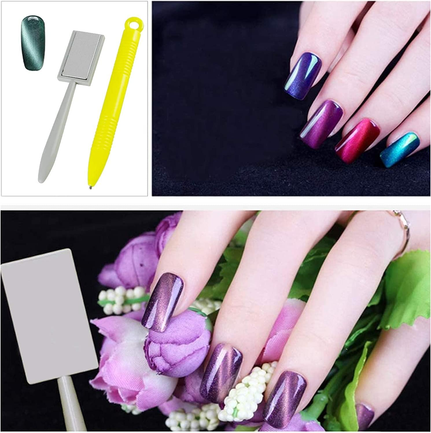 Ideal Swan 11 Piece Magnet Nail Art Polish Tool Set, Cat Eye Gel Polish 3D Gel Nails Cat Eye Plastic Tool-Suitable for DIY 3D Magnetic, Salon, Studio or Home image number 4