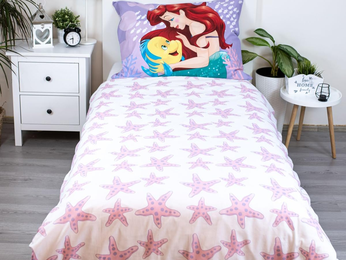 Jerry Fabrics Ariel the Little Mermaid Princess Bedding Set, 100% Cotton, Duvet Cover 140 X 200 Cm + Pillowcase 70 X 90 Cm