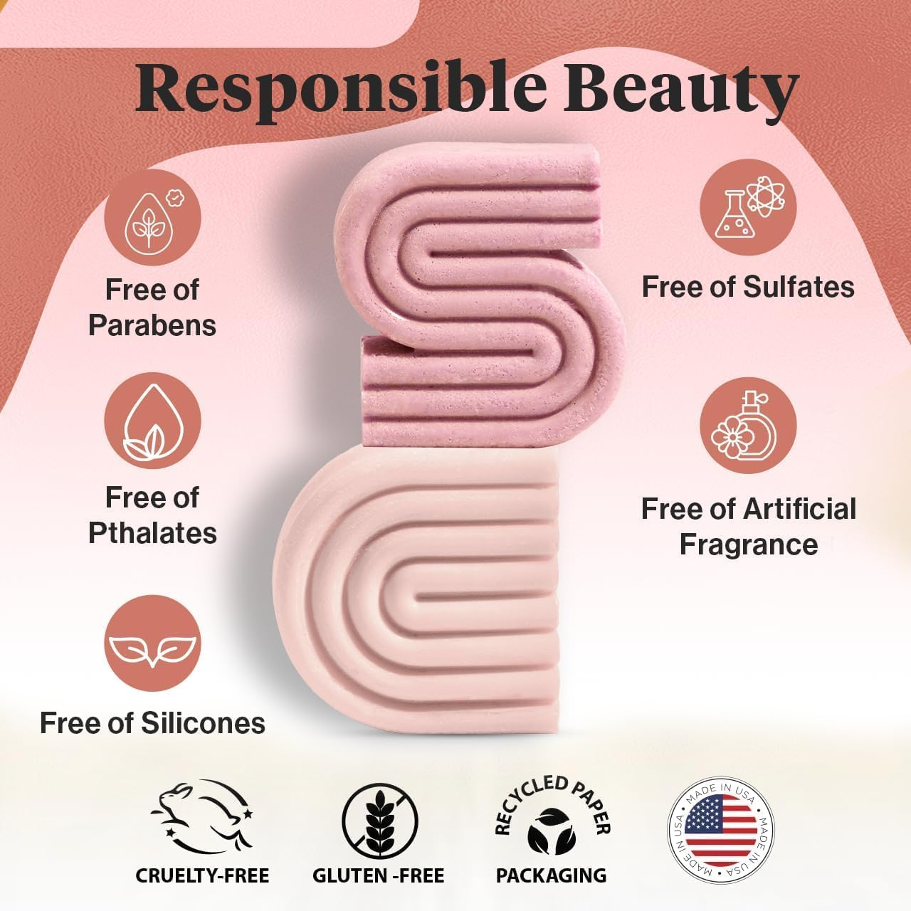 Kitsch Castor Oil Shampoo and Conditioner Set - Organic Castor Oil Hair Care for Dull & Dry Hair - Nourishing Bar Soap for Hair Growth - Free of Sulfate, Silicone, & Paraben - Made in USA - 2Pcs image number 3