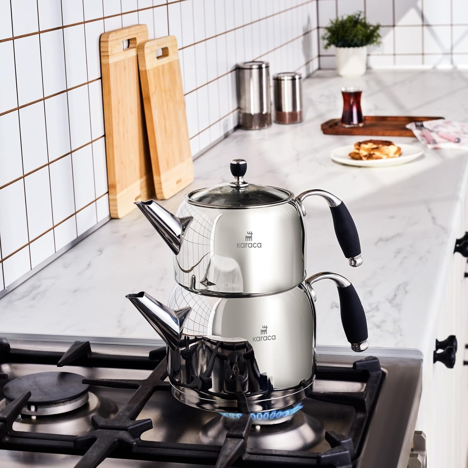 Karaca Stella Edelstahl-Teekannen - Schwarzes image number 6