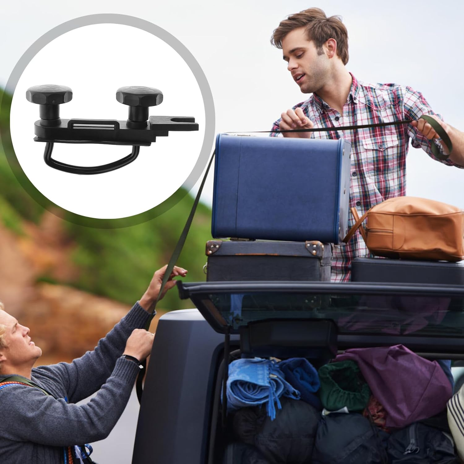 NOLITOY Heavy-Duty U-Bolt Roof Rack Clamp Set for Car Cargo Carrier Installation Universal Fit Roof Rack Mounting Hardware Lock Nuts Suitable for Vehicle Cargo Boxes and Tent Mounting image number 6