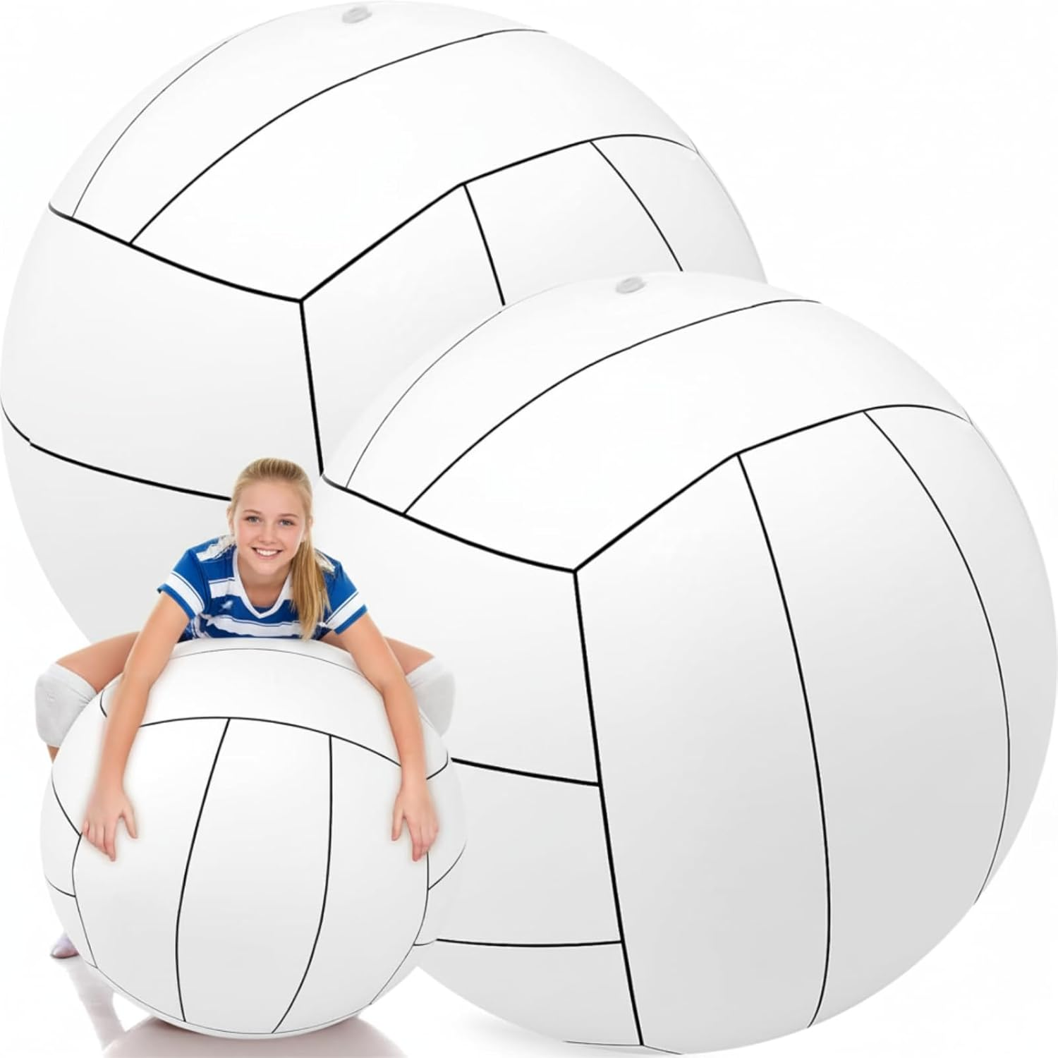 Libima 27 Inch Giant Inflatable Volleyball Large Inflatable Beach Volleyball Inflatable Sports Balls White Volleyball Beach Pool Games Toys for Outdoor Activity Games Sports Themed Party image number 4