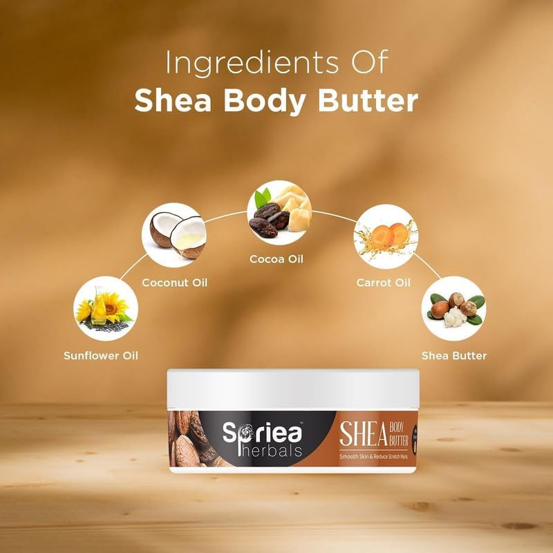 Spriea Herbals Pure Original Natural Shea Body Butter for Smooth Skin & Firms Stretch Marks(Pack of 1, 200 Gm) image number 2